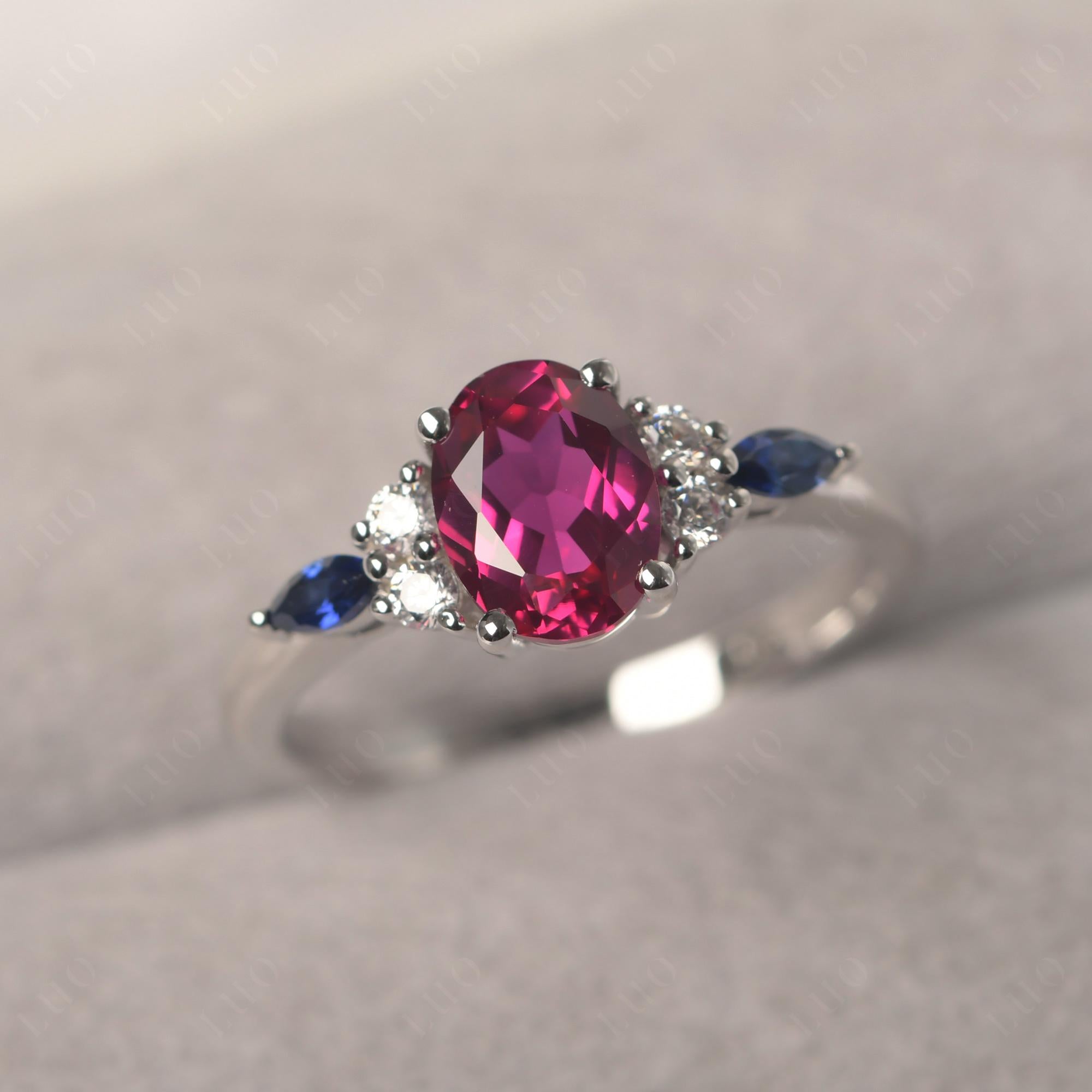 Simple Oval Ruby Engagement Ring - LUO Jewelry 