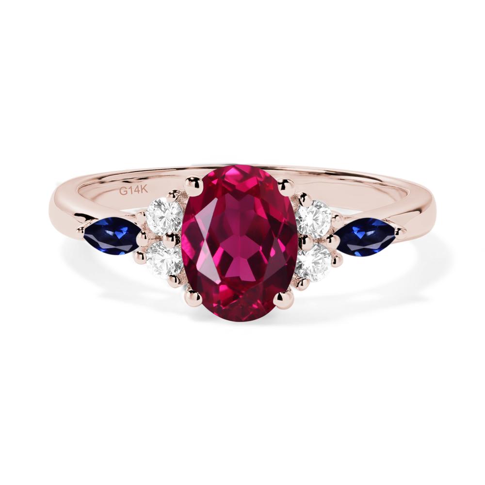 Simple Oval Ruby Engagement Ring - LUO Jewelry #metal_14k rose gold