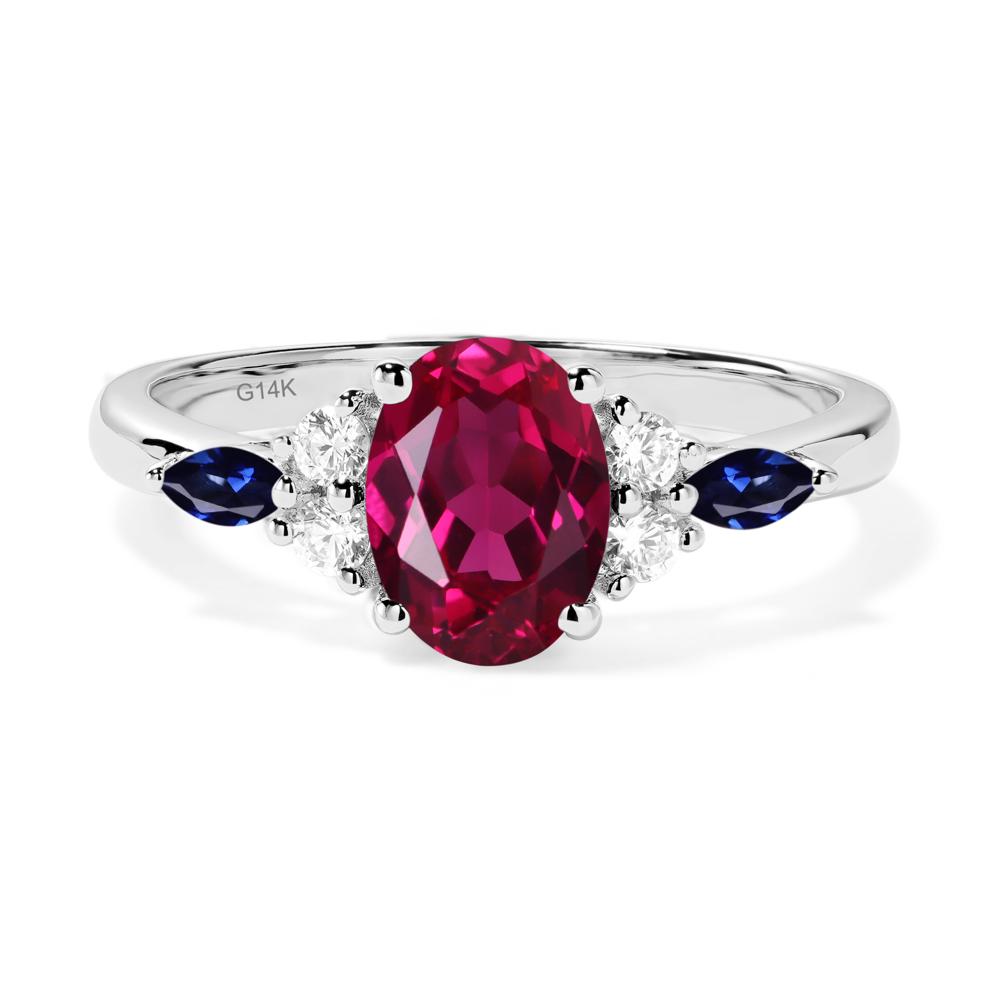 Simple Oval Ruby Engagement Ring - LUO Jewelry #metal_14k white gold