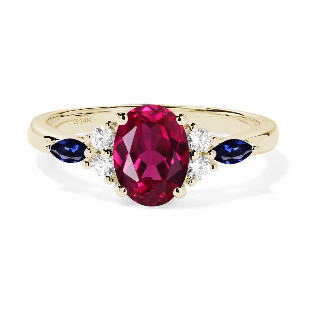 Simple Oval Ruby Engagement Ring - LUO Jewelry #metal_14k yellow gold