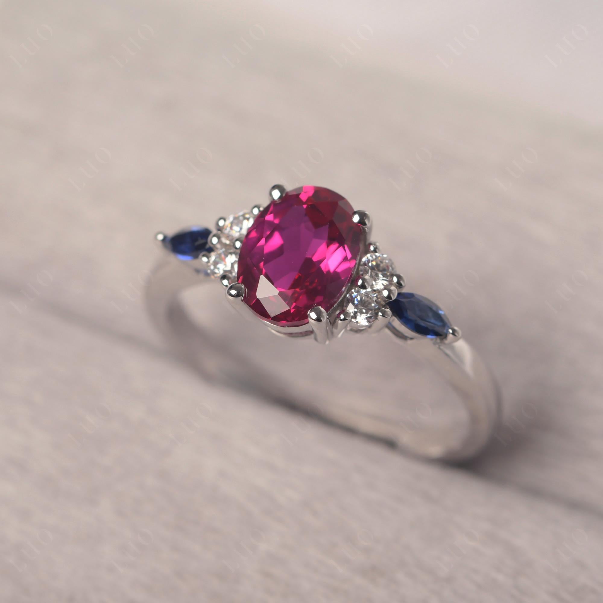 Simple Oval Ruby Engagement Ring - LUO Jewelry 