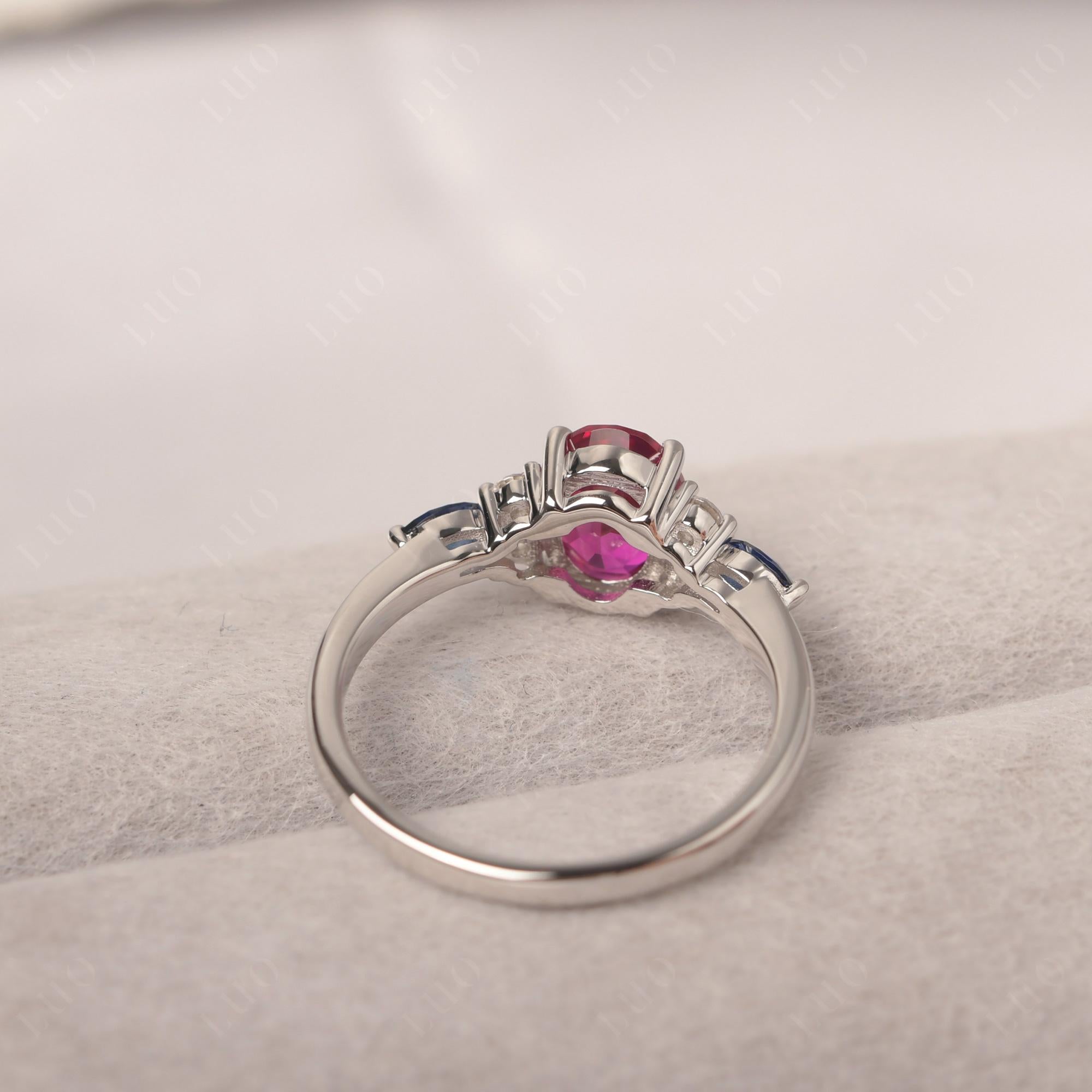 Simple Oval Ruby Engagement Ring - LUO Jewelry 