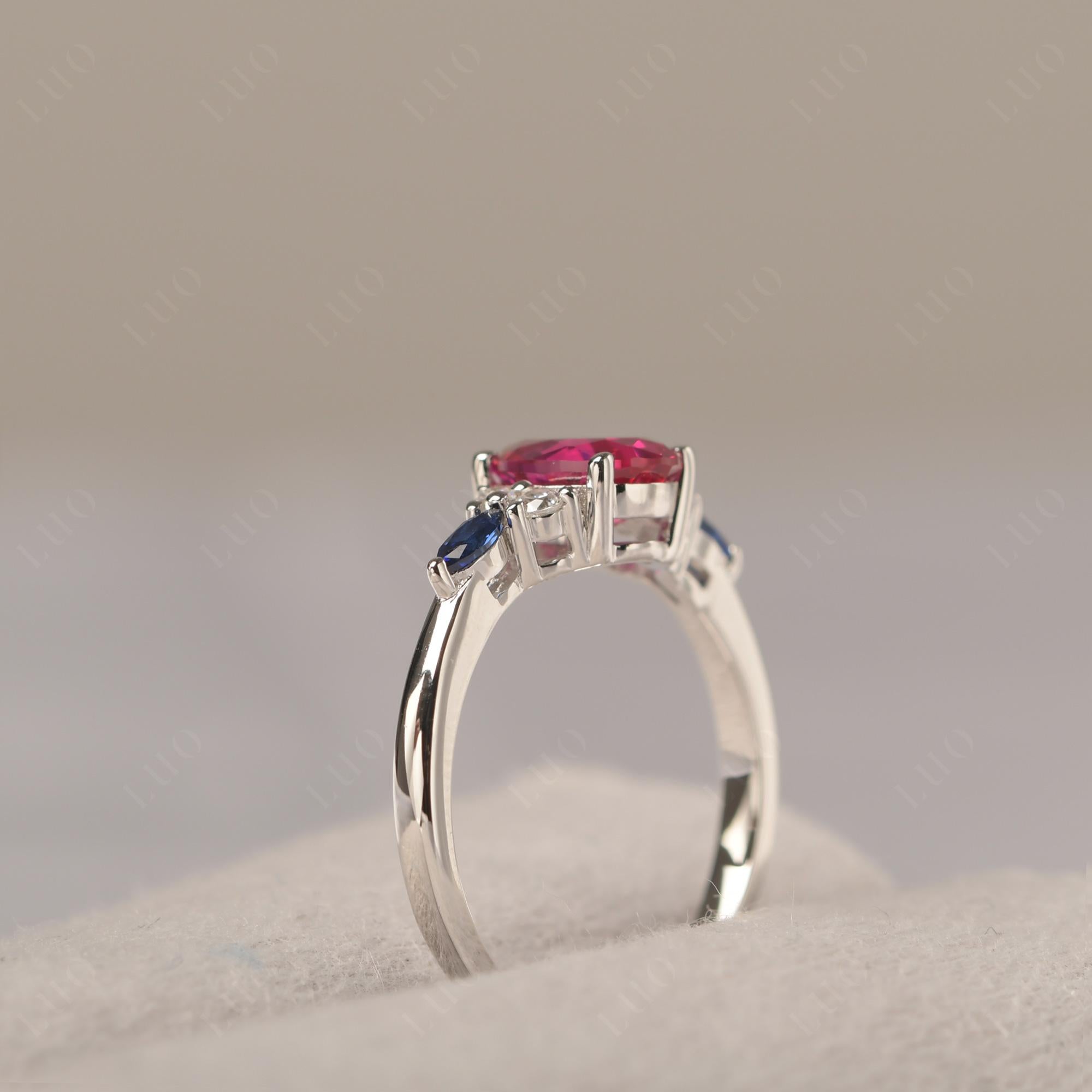 Simple Oval Ruby Engagement Ring - LUO Jewelry 