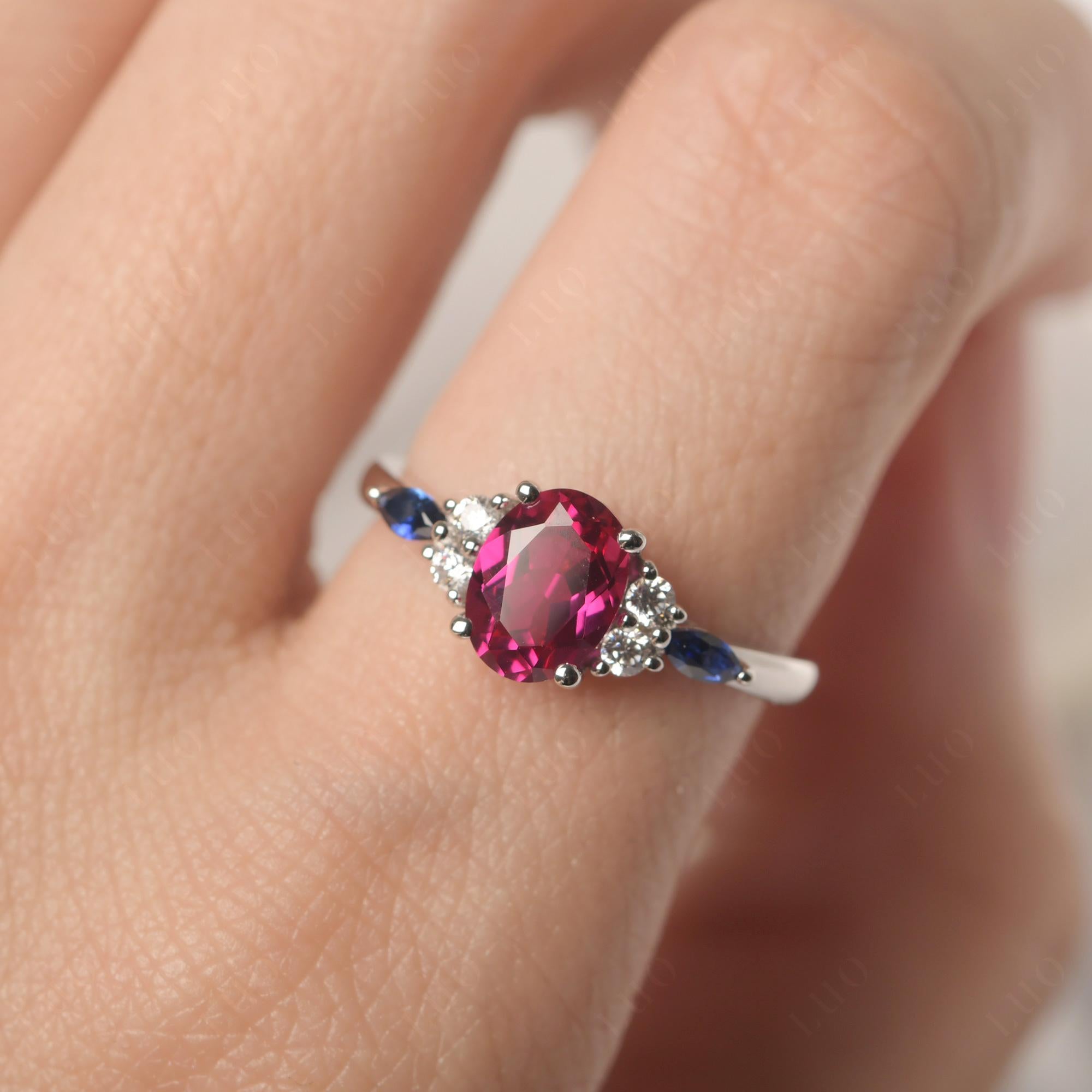 Simple Oval Ruby Engagement Ring - LUO Jewelry 