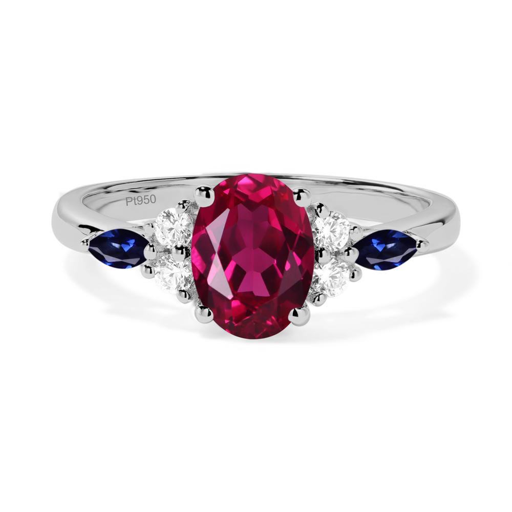 Simple Oval Ruby Engagement Ring - LUO Jewelry #metal_platinum