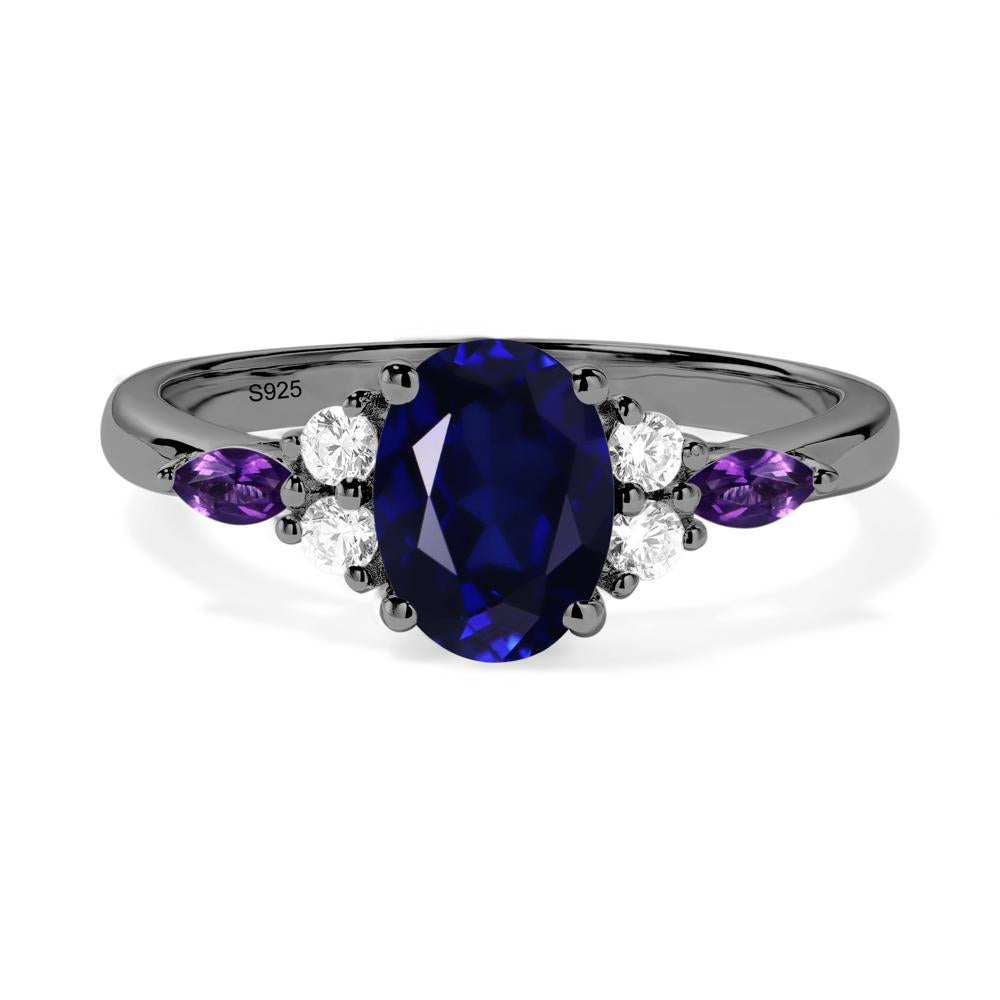 Simple Oval Sapphire Engagement Ring - LUO Jewelry #metal_black finish sterling silver