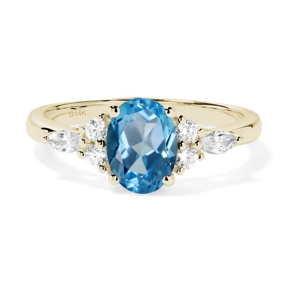 Simple Oval Swiss Blue Topaz Engagement Ring - LUO Jewelry #metal_14k yellow gold