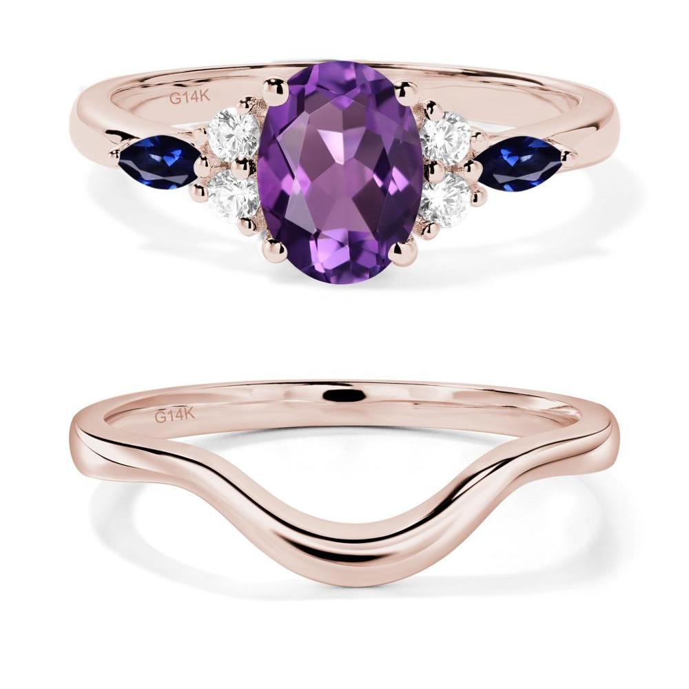 Simple Oval Amethyst Engagement Ring - LUO Jewelry #metal_14k rose gold