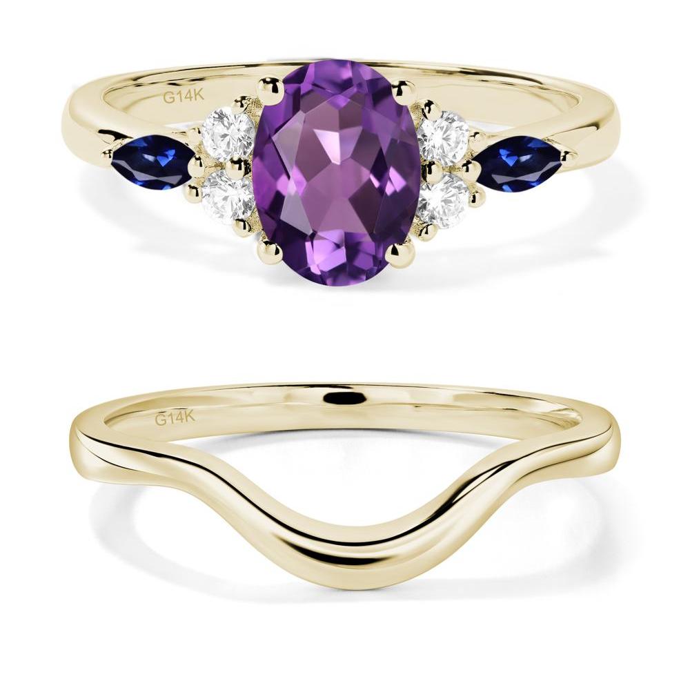 Simple Oval Amethyst Engagement Ring - LUO Jewelry #metal_14k yellow gold