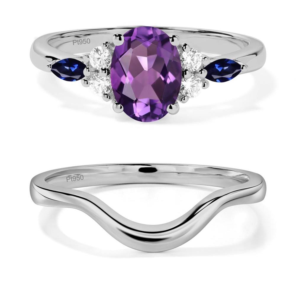 Simple Oval Amethyst Engagement Ring - LUO Jewelry #metal_platinum