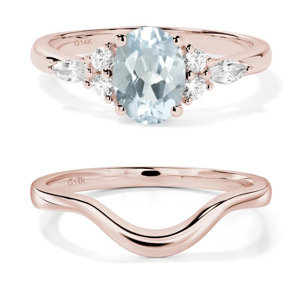 Simple Oval Aquamarine Engagement Ring - LUO Jewelry #metal_14k rose gold