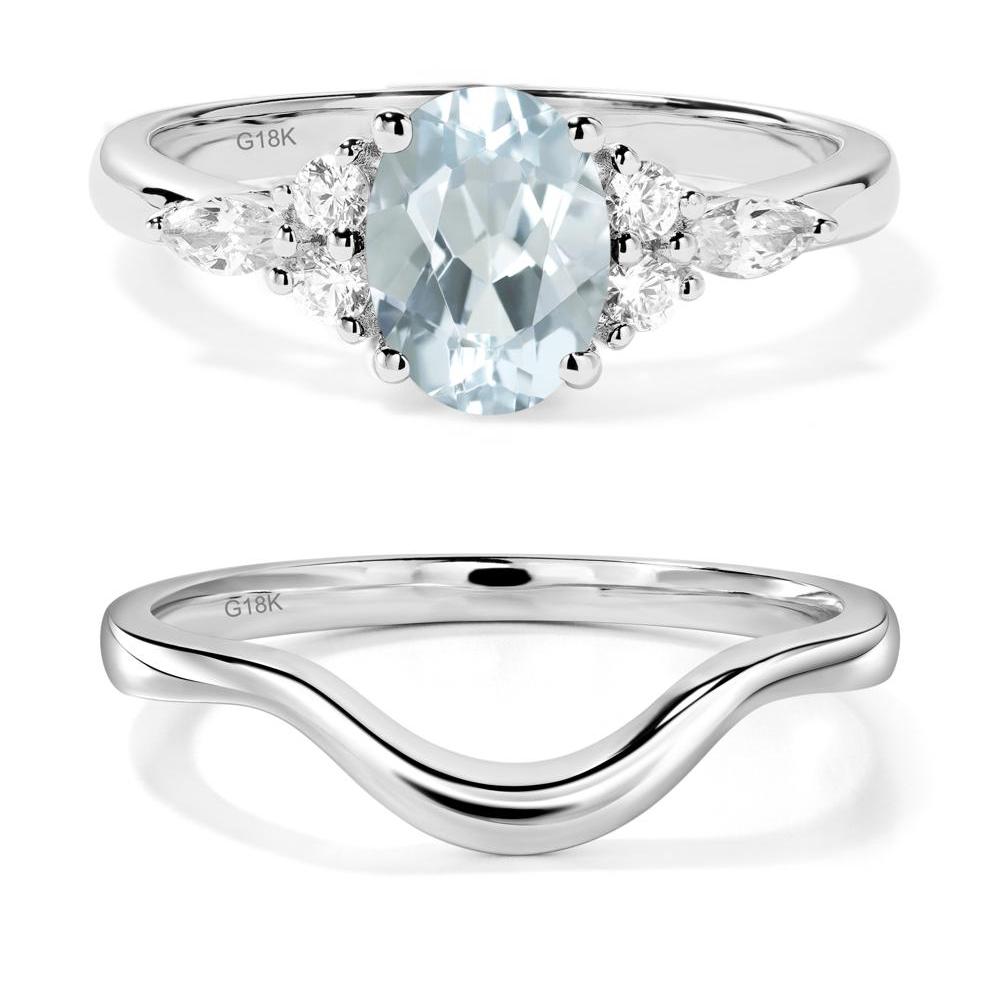 Simple Oval Aquamarine Engagement Ring - LUO Jewelry #metal_18k white gold