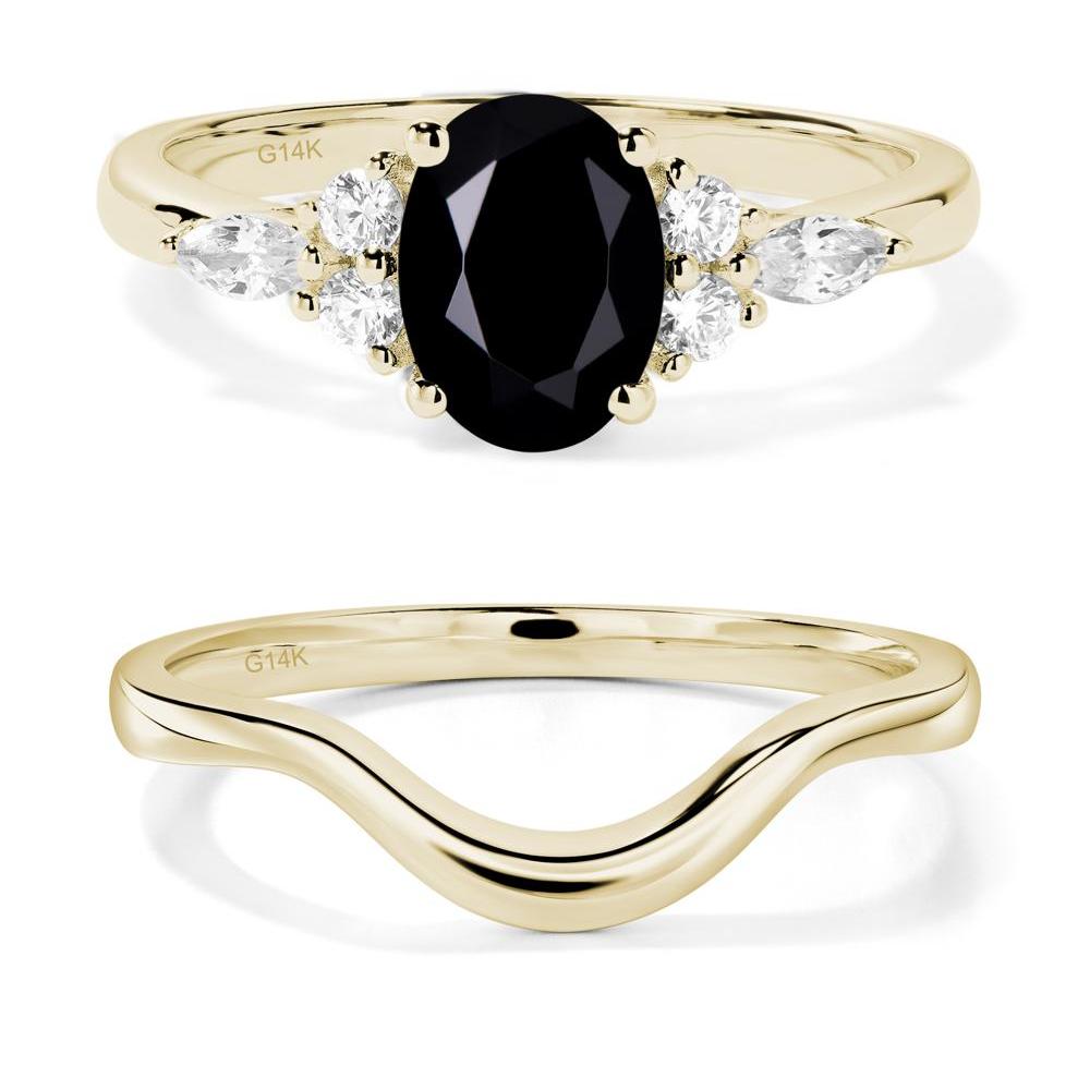 Simple Oval Black Spinel Engagement Ring - LUO Jewelry #metal_14k yellow gold