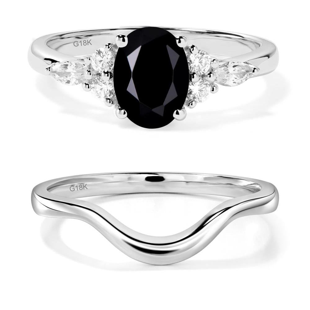 Simple Oval Black Spinel Engagement Ring - LUO Jewelry #metal_18k white gold