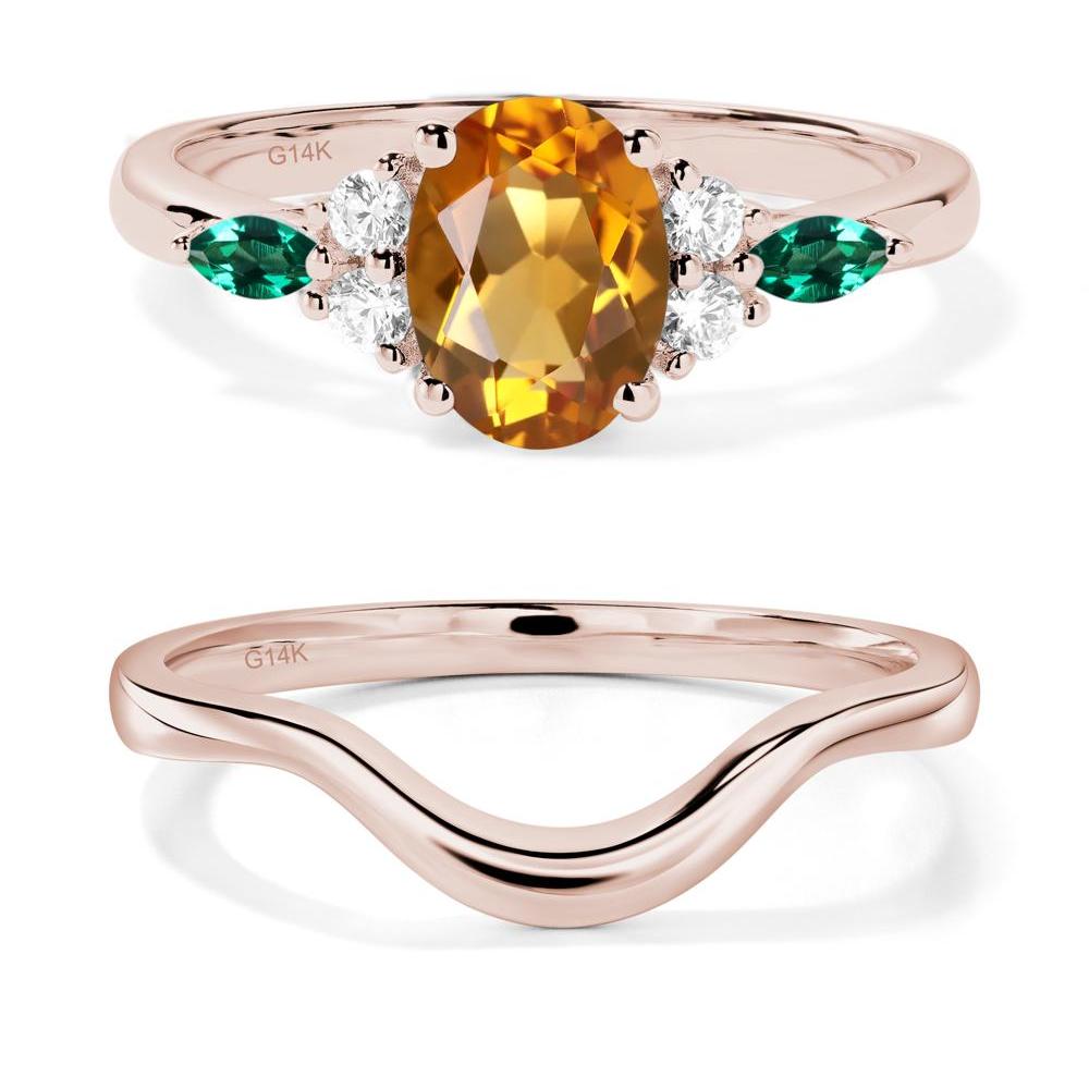 Simple Oval Citrine Engagement Ring - LUO Jewelry #metal_14k rose gold