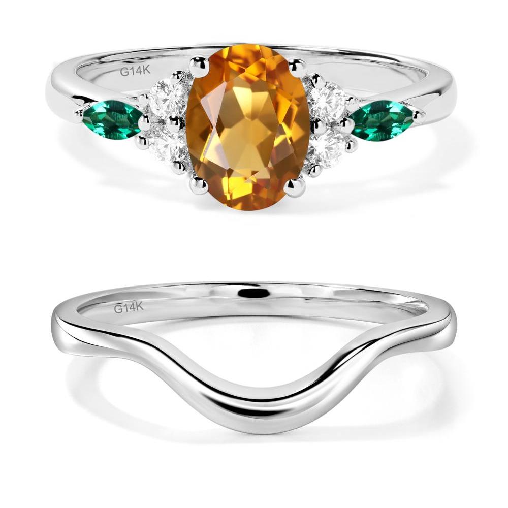 Simple Oval Citrine Engagement Ring - LUO Jewelry #metal_14k white gold