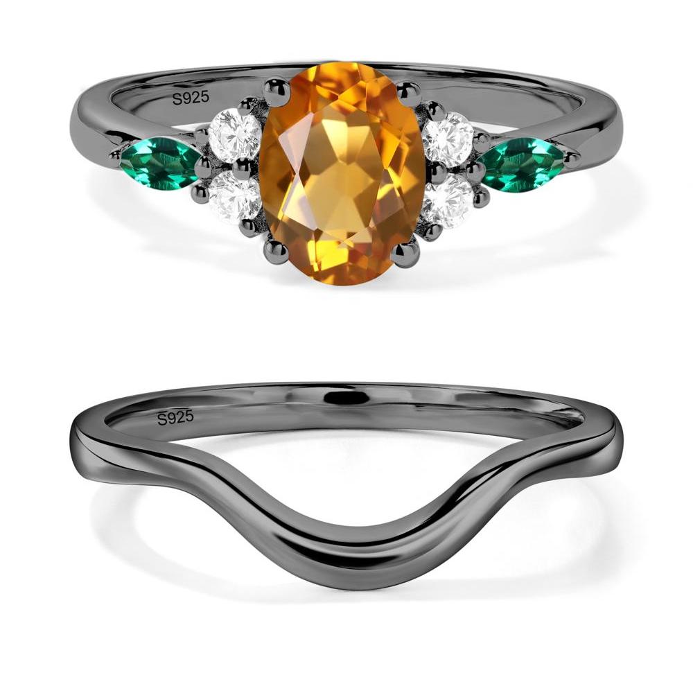 Simple Oval Citrine Engagement Ring - LUO Jewelry #metal_black finish sterling silver