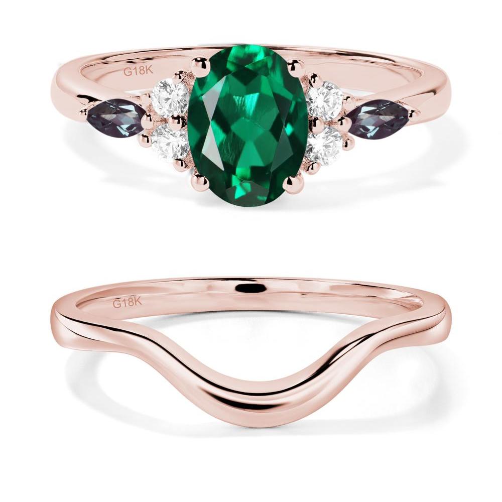 Simple Oval Emerald Engagement Ring - LUO Jewelry #metal_18k rose gold