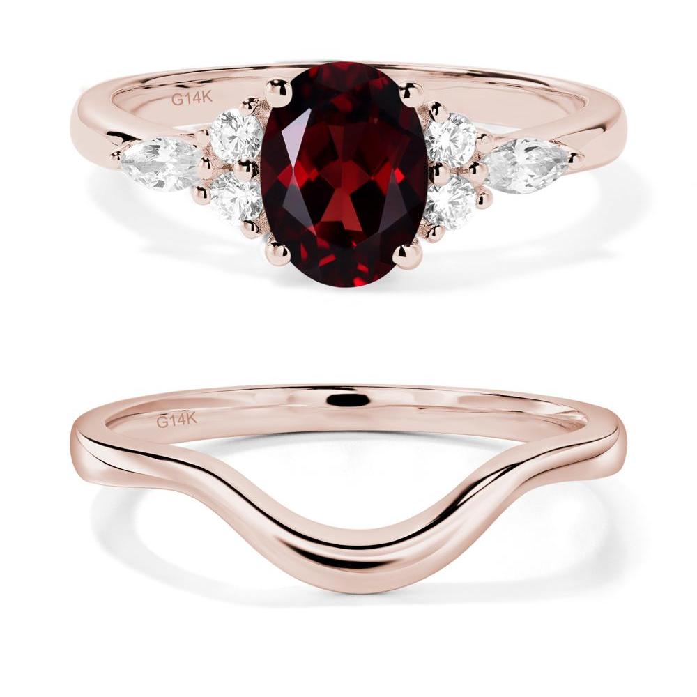 Simple Oval Garnet Engagement Ring - LUO Jewelry #metal_14k rose gold