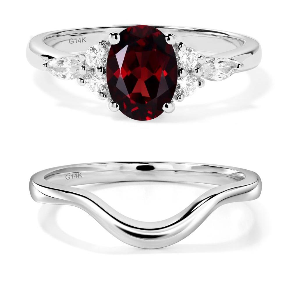 Simple Oval Garnet Engagement Ring - LUO Jewelry #metal_14k white gold