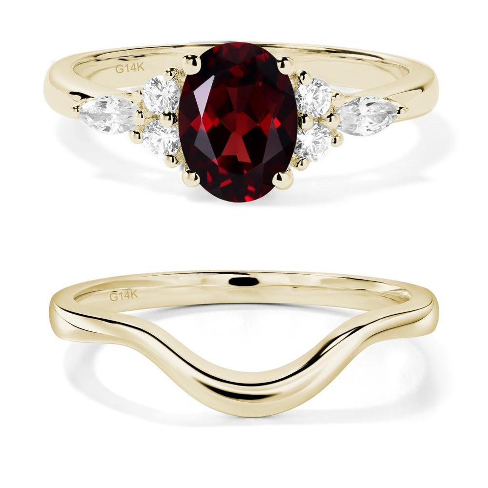 Simple Oval Garnet Engagement Ring - LUO Jewelry #metal_14k yellow gold