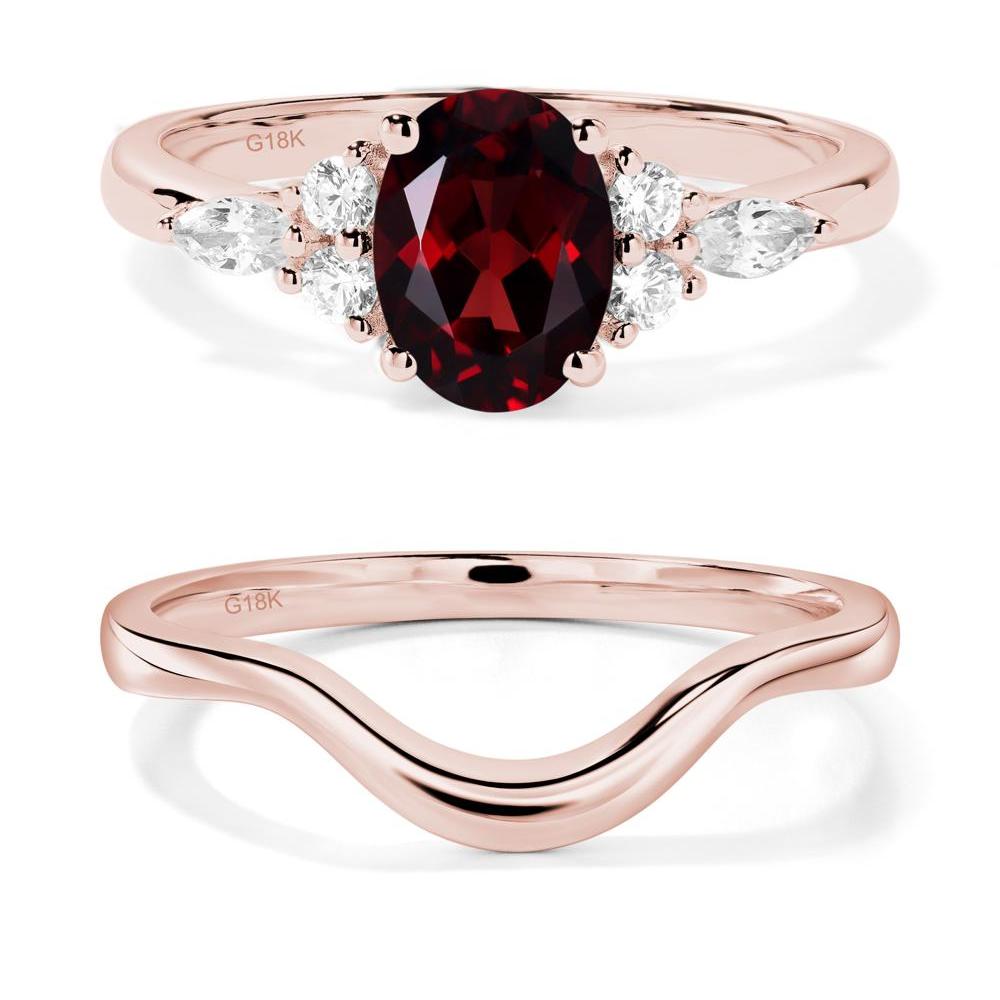 Simple Oval Garnet Engagement Ring - LUO Jewelry #metal_18k rose gold