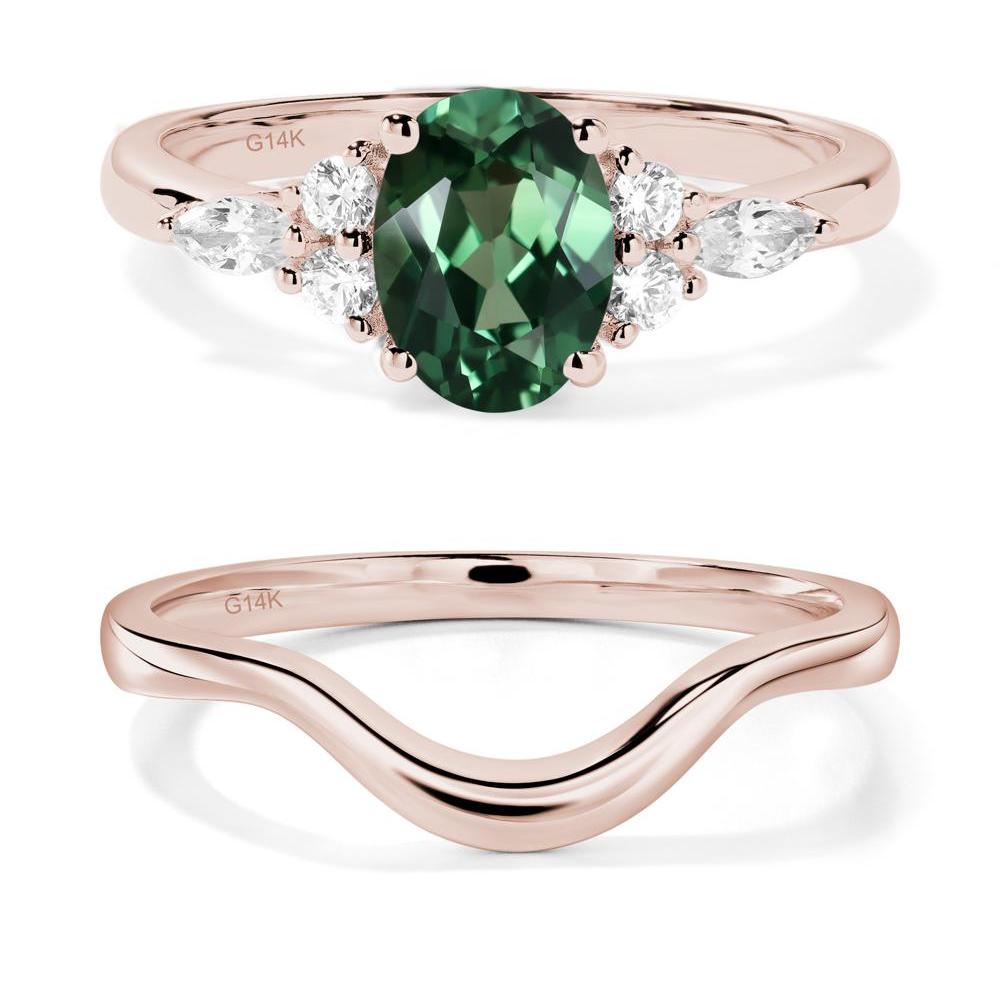 Simple Oval Green Sapphire Engagement Ring - LUO Jewelry #metal_14k rose gold