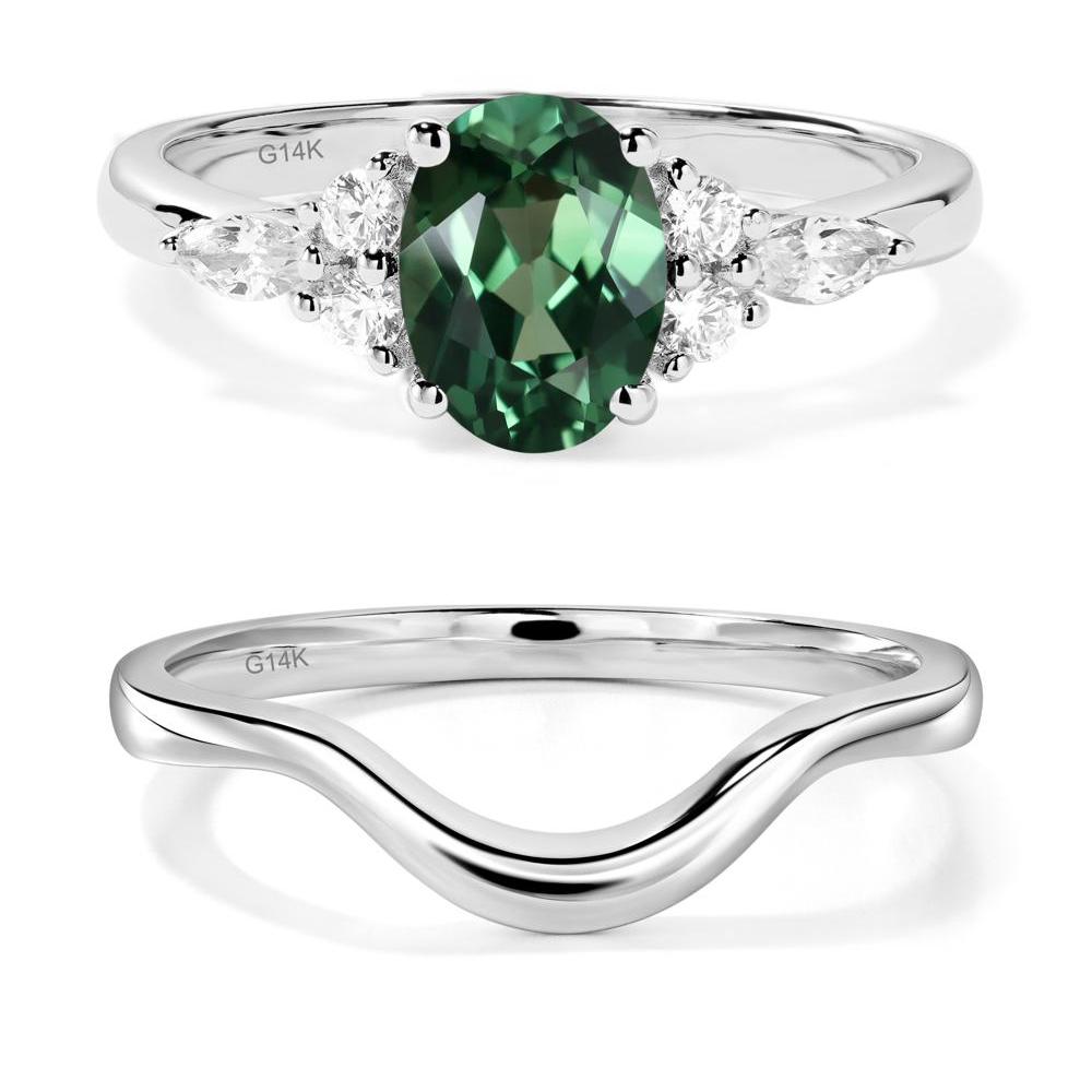 Simple Oval Green Sapphire Engagement Ring - LUO Jewelry #metal_14k white gold