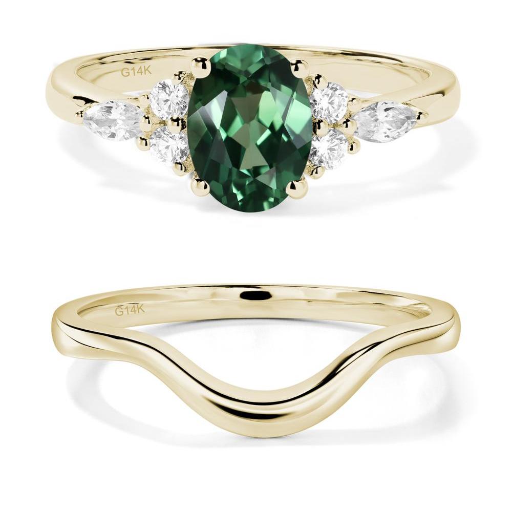 Simple Oval Green Sapphire Engagement Ring - LUO Jewelry #metal_14k yellow gold