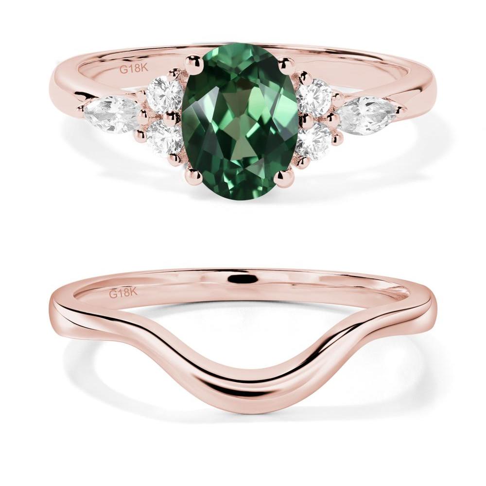 Simple Oval Green Sapphire Engagement Ring - LUO Jewelry #metal_18k rose gold