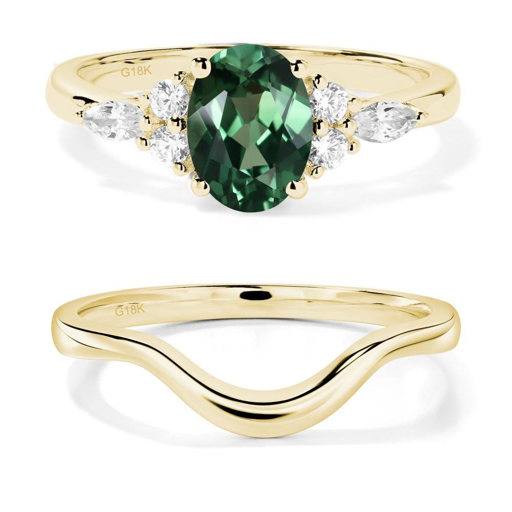 Simple Oval Green Sapphire Engagement Ring - LUO Jewelry #metal_18k yellow gold