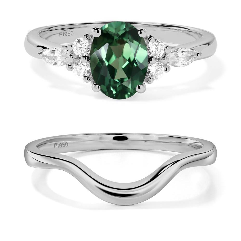 Simple Oval Green Sapphire Engagement Ring - LUO Jewelry #metal_platinum