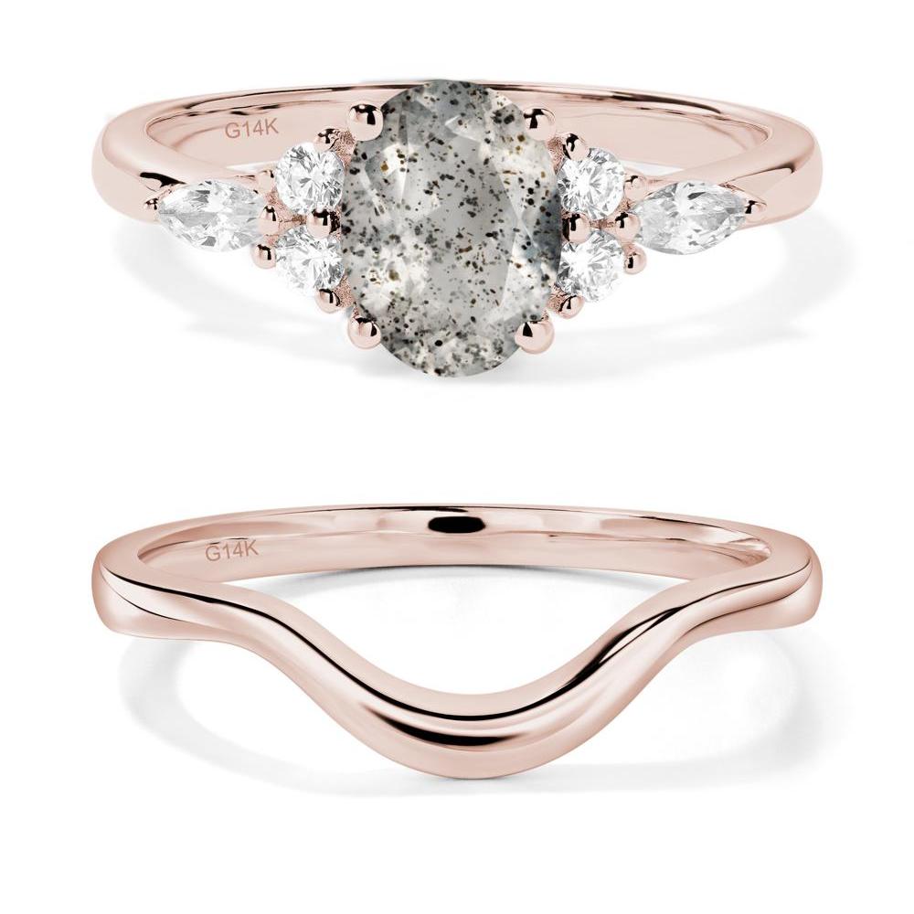 Simple Oval Herkimer Diamond Engagement Ring - LUO Jewelry #metal_14k rose gold