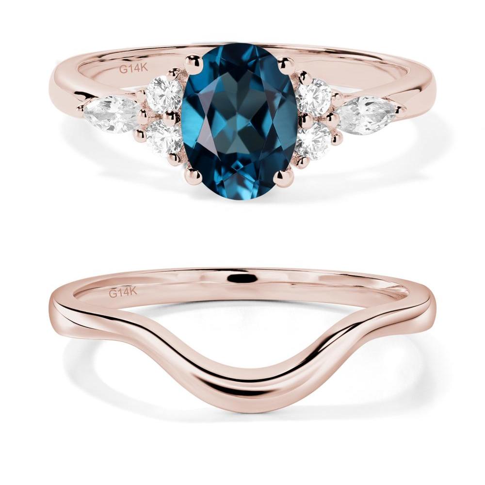 Simple Oval London Blue Topaz Engagement Ring - LUO Jewelry #metal_14k rose gold