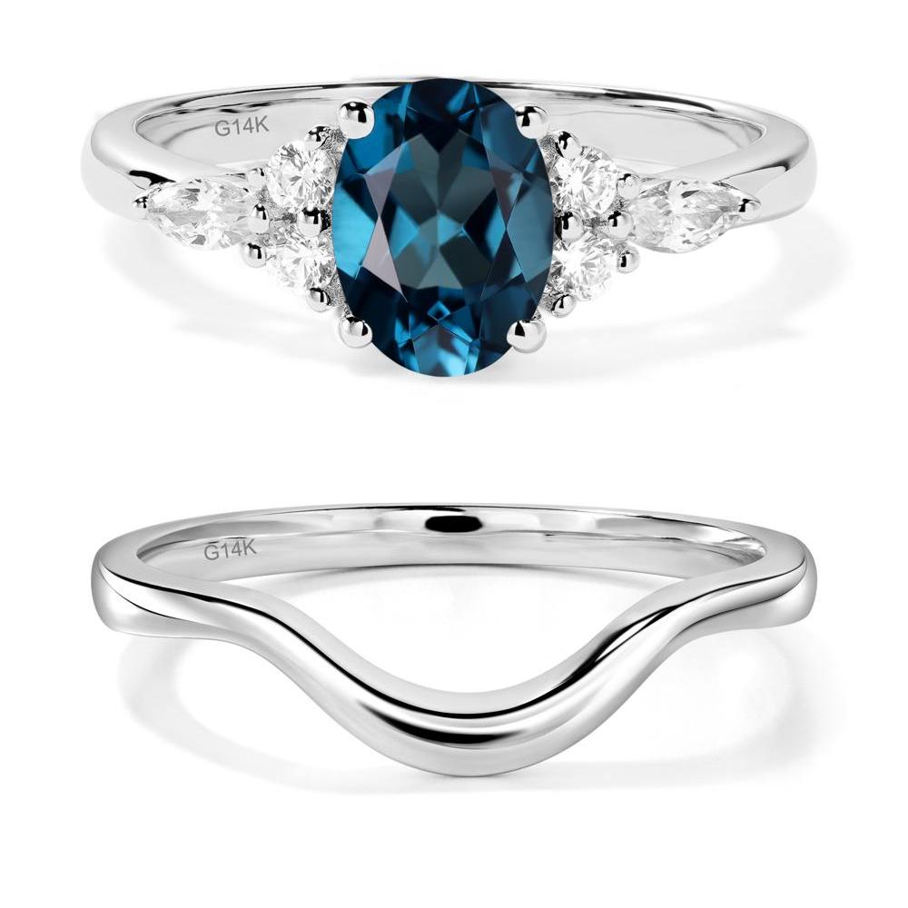 Simple Oval London Blue Topaz Engagement Ring - LUO Jewelry #metal_14k white gold