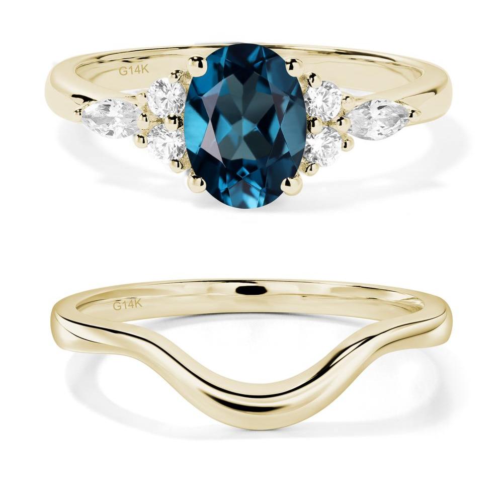 Simple Oval London Blue Topaz Engagement Ring - LUO Jewelry #metal_14k yellow gold