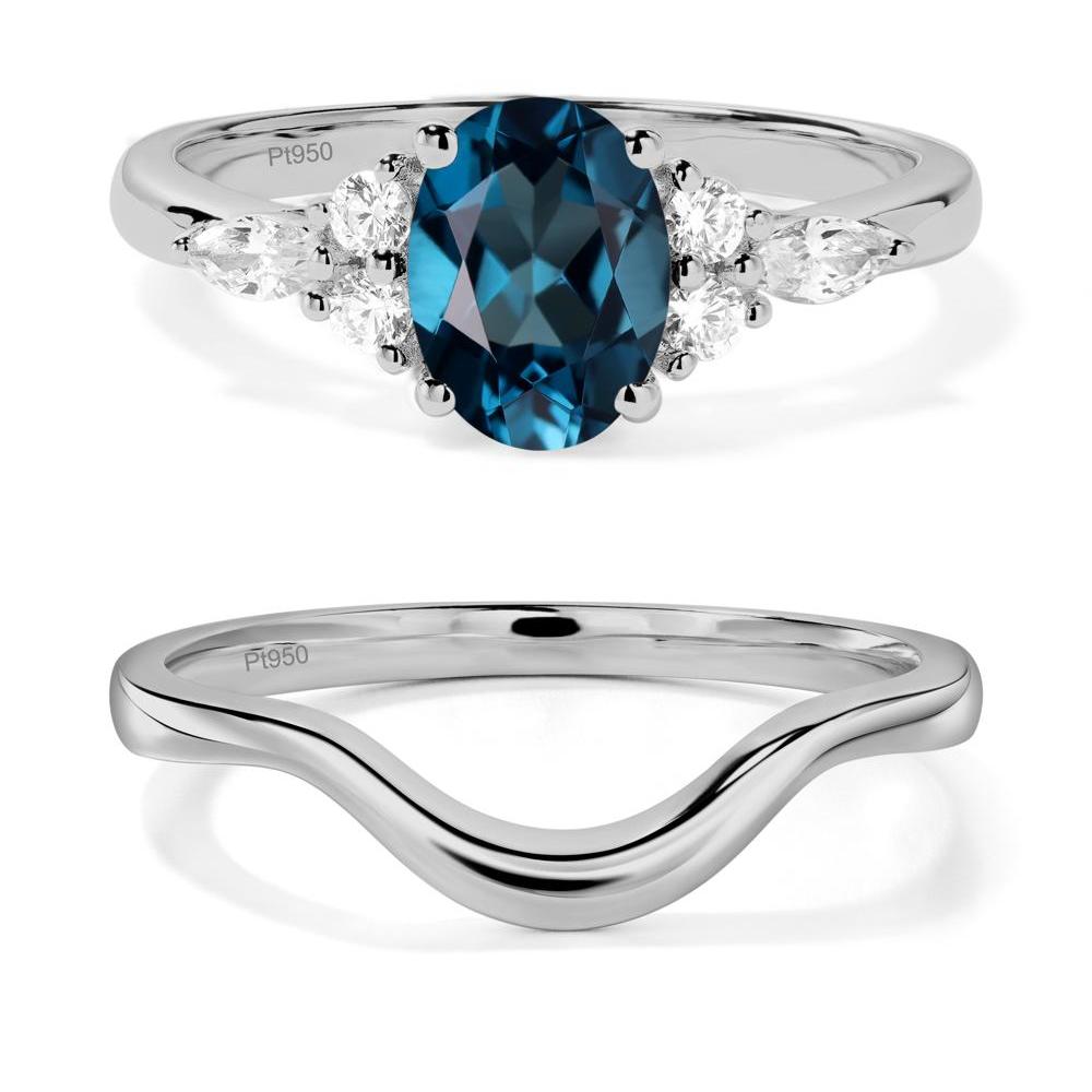 Simple Oval London Blue Topaz Engagement Ring - LUO Jewelry #metal_platinum