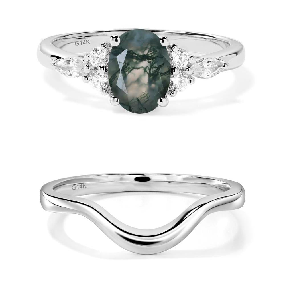 Simple Oval Moss Agate Engagement Ring - LUO Jewelry #metal_xxxxx