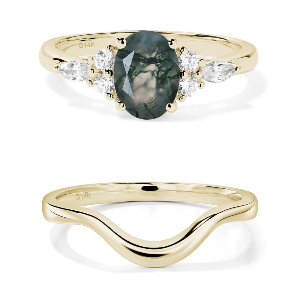 Simple Oval Moss Agate Engagement Ring - LUO Jewelry #metal_xxxxx