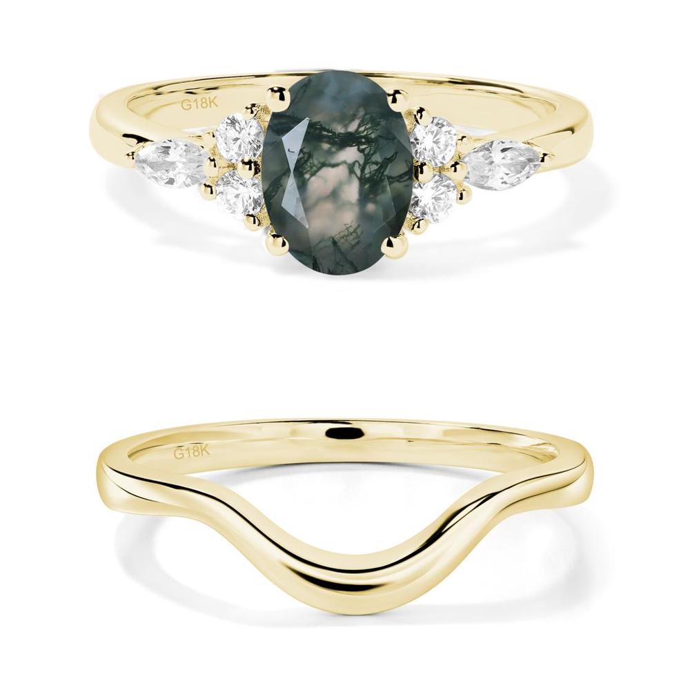 Simple Oval Moss Agate Engagement Ring - LUO Jewelry #metal_xxxxx