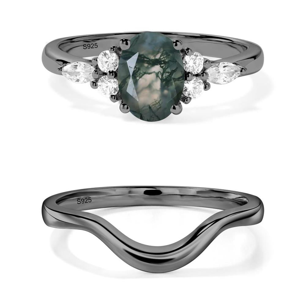 Simple Oval Moss Agate Engagement Ring - LUO Jewelry #metal_xxxxx