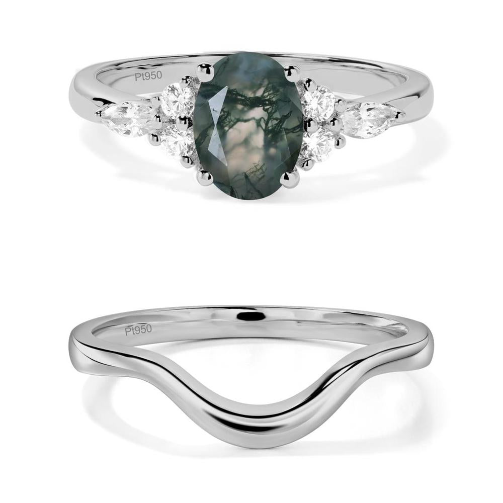 Simple Oval Moss Agate Engagement Ring - LUO Jewelry #metal_xxxxx