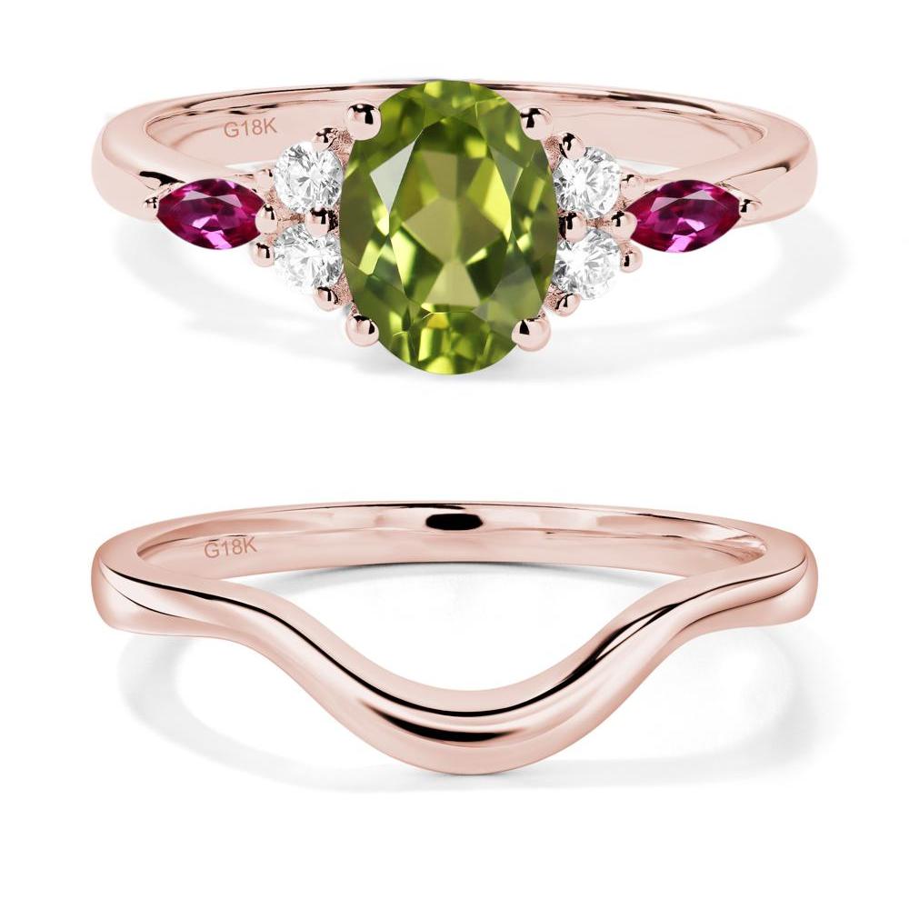 Simple Oval Peridot Engagement Ring - LUO Jewelry #metal_18k rose gold