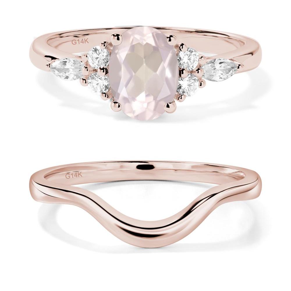 Simple Oval Rose Quartz Engagement Ring - LUO Jewelry #metal_14k rose gold