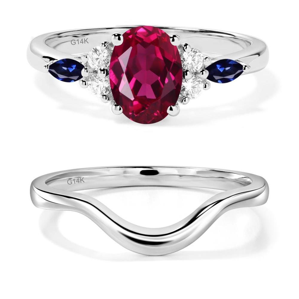 Simple Oval Ruby Engagement Ring - LUO Jewelry #metal_14k white gold