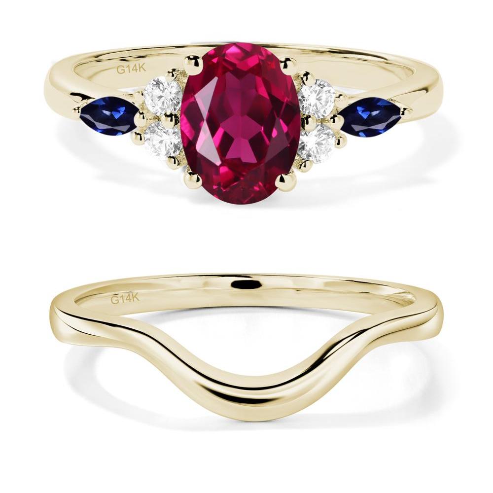 Simple Oval Ruby Engagement Ring - LUO Jewelry #metal_14k yellow gold