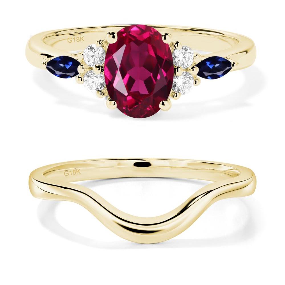 Simple Oval Ruby Engagement Ring - LUO Jewelry #metal_18k yellow gold