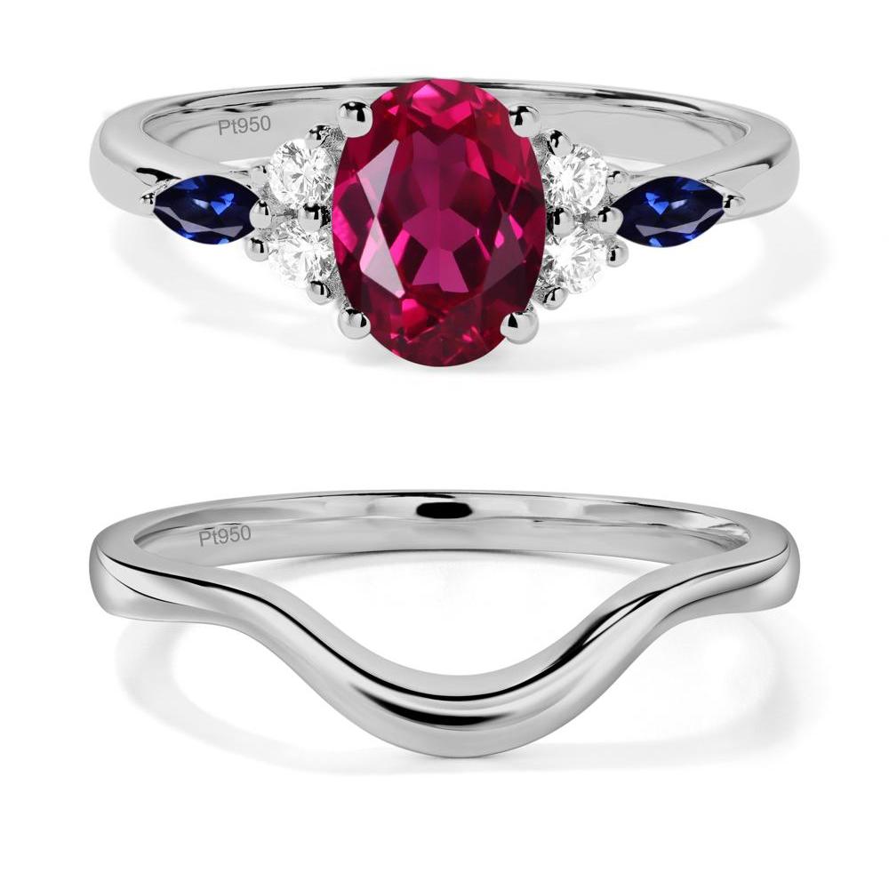 Simple Oval Ruby Engagement Ring - LUO Jewelry #metal_platinum