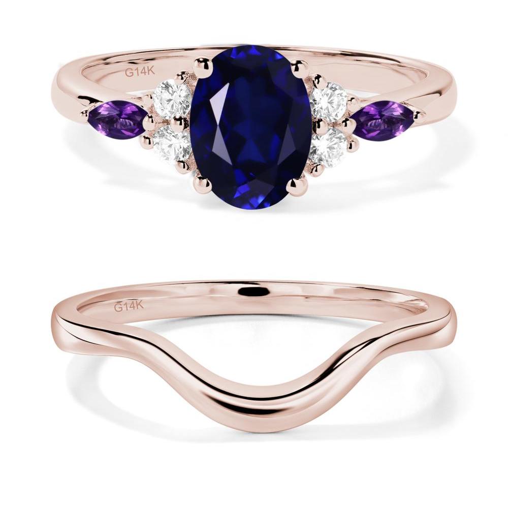 Simple Oval Sapphire Engagement Ring - LUO Jewelry #metal_14k rose gold