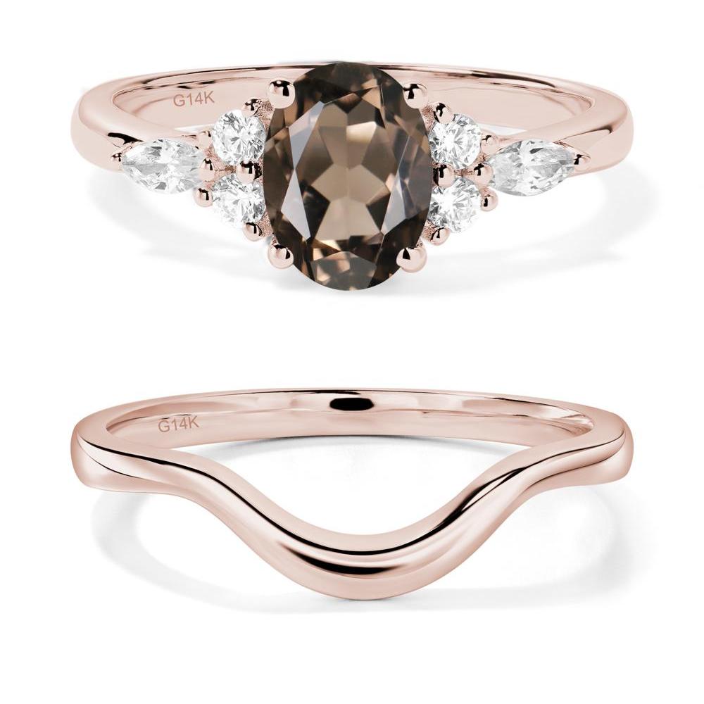 Simple Oval Smoky Quartz Engagement Ring - LUO Jewelry #metal_14k rose gold